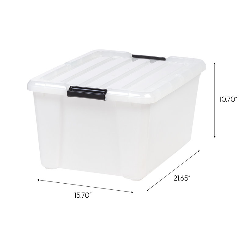 45 Qt./11.25 Gal. Plastic Storage Container Bin with Secure Lid and Latching Buckles, Pearl