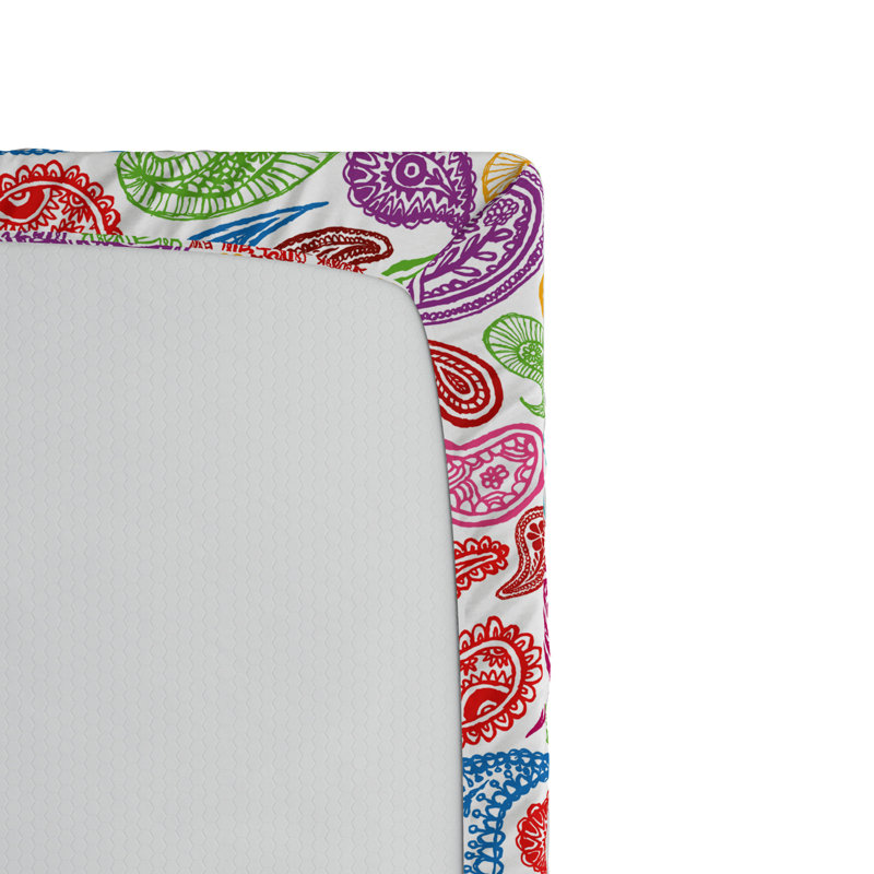 Microfiber Paisley Fitted Sheet, Full Fitted Sheet, Red/Green/Blue Paisley