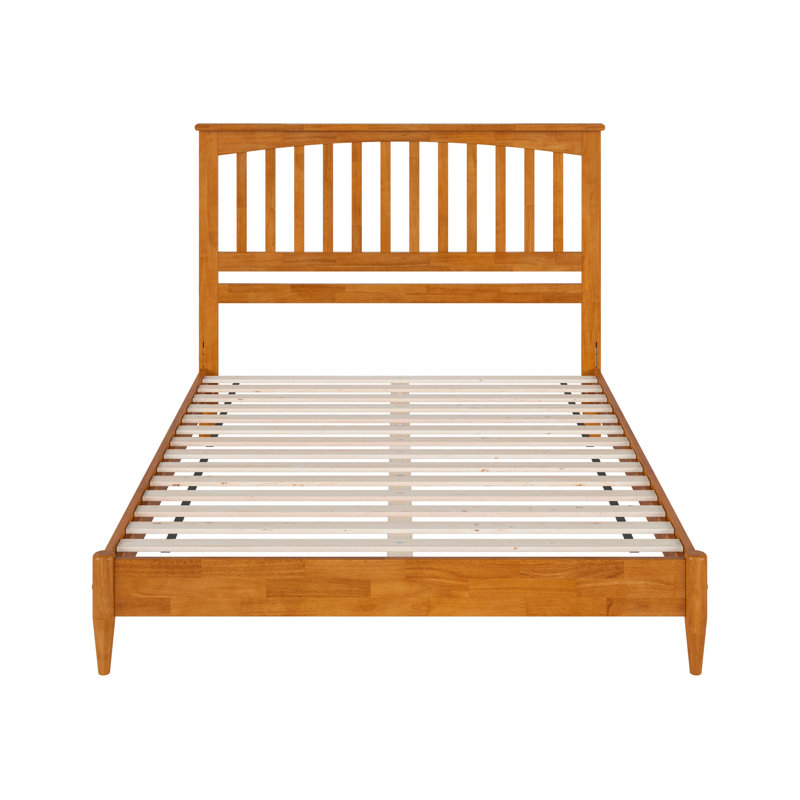 Lit plateforme en bois massif Aritra, Caramel clair, Grand