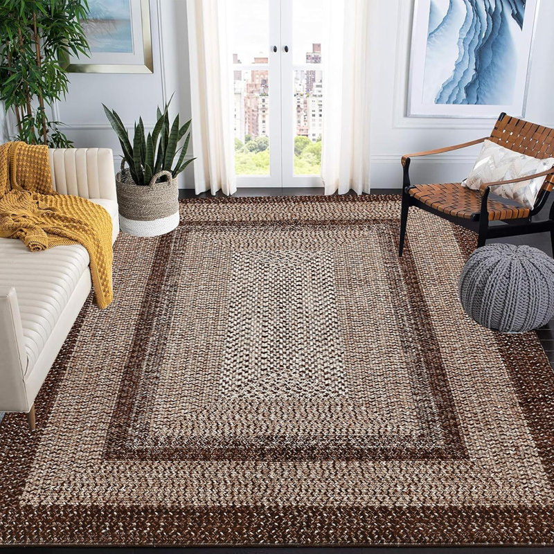 Boho Washable Runner Rug 8x10, Low Pile Stain-Resistant Fabric with Non-Slip Backing, Foldable Thin Design for Hallway Kitchen or Bedroom