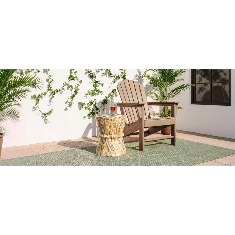 Table d'appoint d'extérieur en forme de sablier, table d'appoint contemporaine en béton léger avec texture de pierre simulée, convient au salon et au jardin