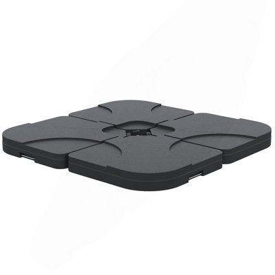 Support de parasol de patio en porte-à-faux 4 pièces, 4 plaques de poids pour parasol d'extérieur, capacité de sable de 158 lb ou eau de 60 litres, noir