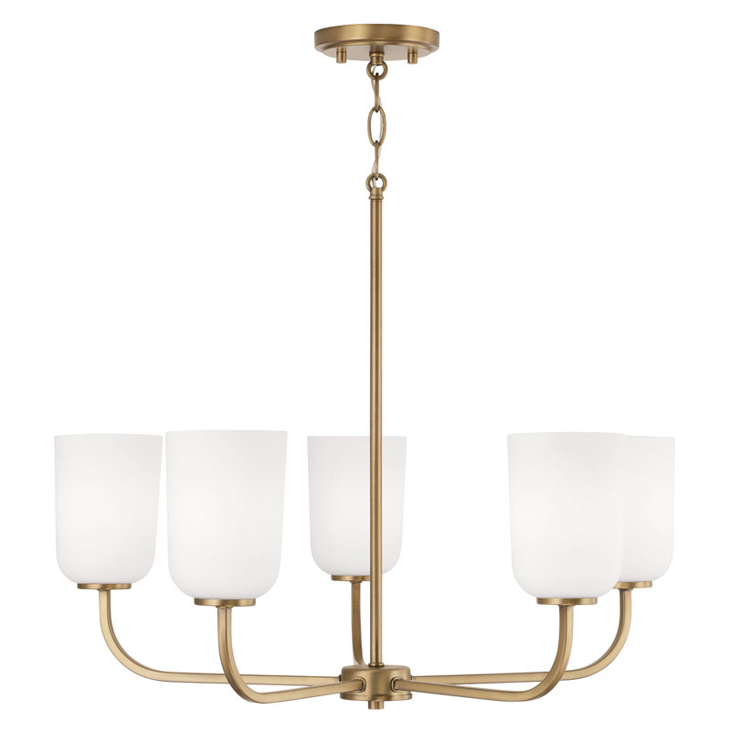 Lustre classique à 5 lumières Kurtisha, Laiton vieilli