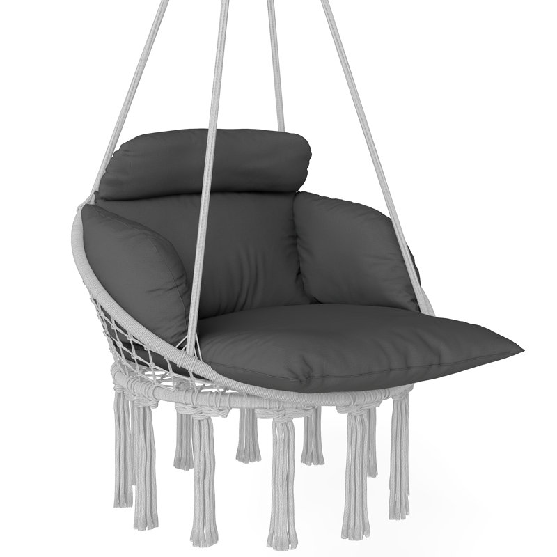 Outsunny Hanging Chair with Soft Cushion for Indoor Outdoor Dark Grey
