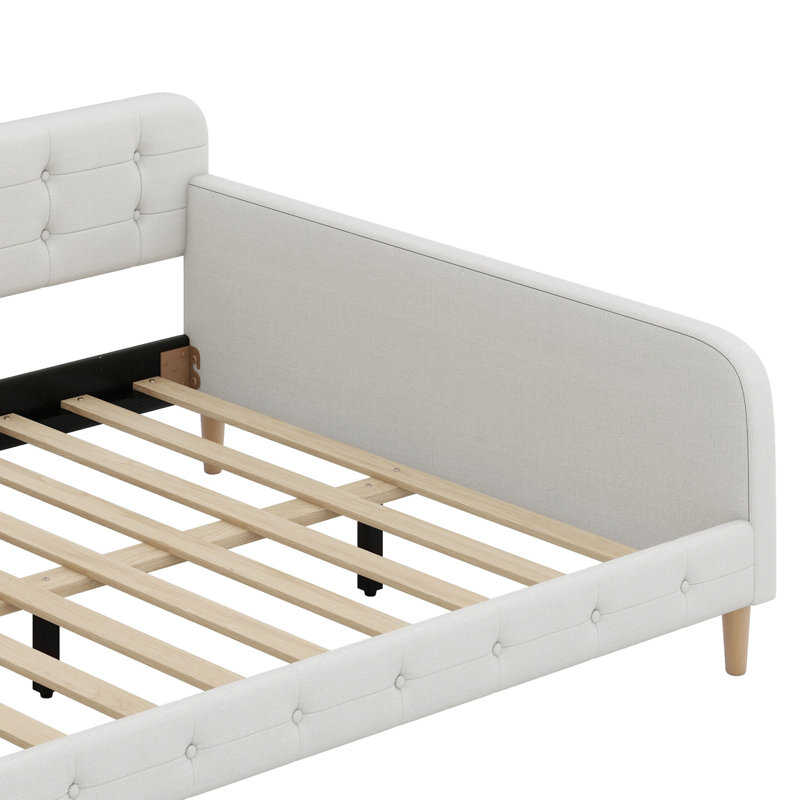 Upholstered Daybed With 4 Support Legs, Beige