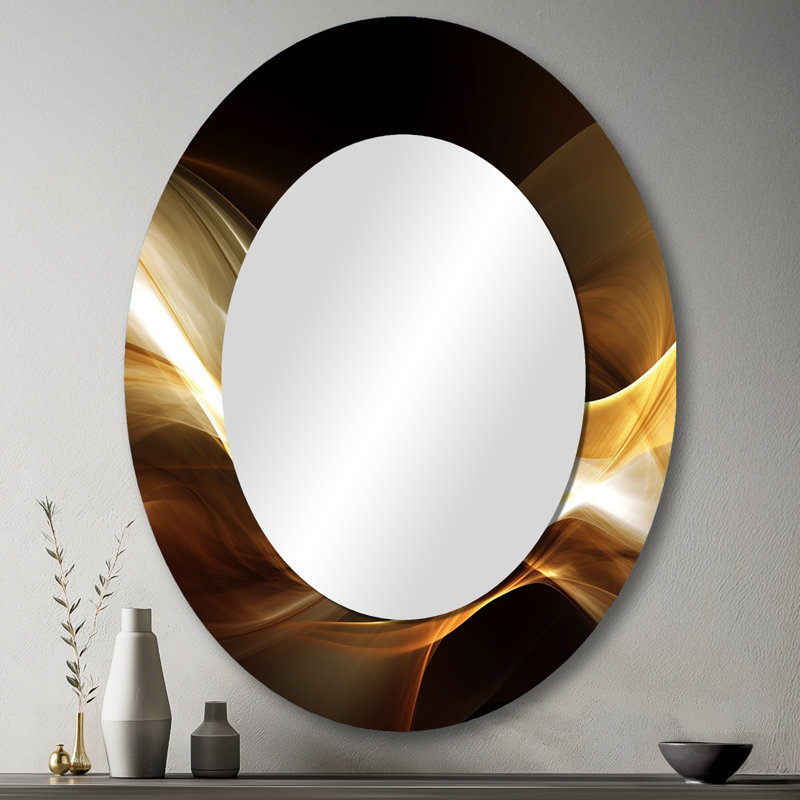 Gold Elegant Modern Sofa II - Miroir mural ovale moderne, 43 po x 33 po