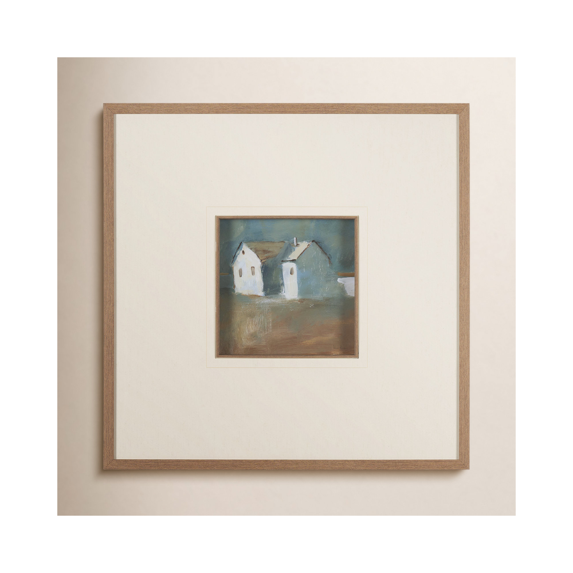 Dren View I By Studio A Hand Embellished Framed Art Print Matted Under Glass, Structured View II, 31.5" H x 31.5" W, Beige
