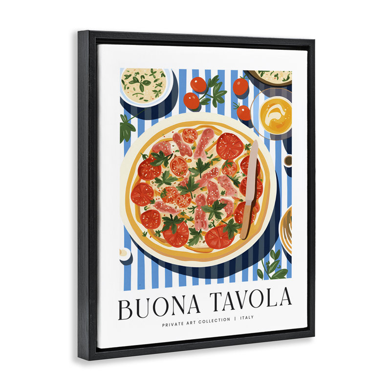 Art mural Buona Tavola, Cadre flottant noir de jais, H 21 po x l 17 po