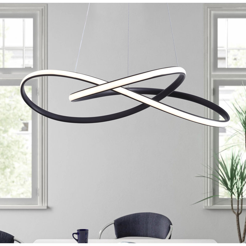 Anaida 1 - Light Unique / Statement LED Energy Saving Modern Linear Dimmable LED Pendant, Black