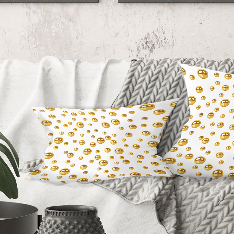 Golden Circular Pattern II - Mid-Century Modern Printed Throw Pillow