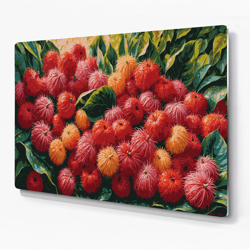 Art mural en métal «Fruit Rambutan», H 24 po x l 36 po