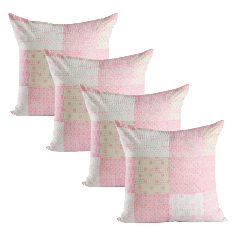 Ensemble de housse de coussin en coton rose