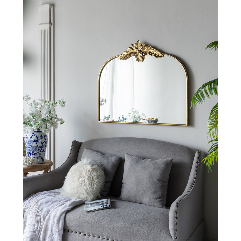 Miroir arqué 39,5 "x 35" doré avec cadre en métal, 39,6 po x 35 po