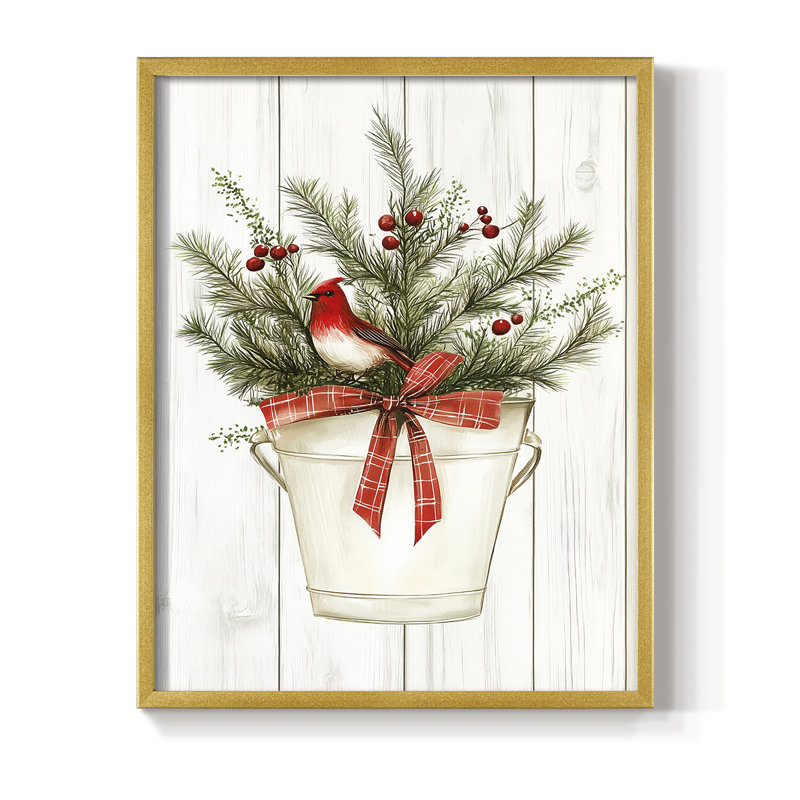 «Christmas Holiday Art», reproduction encadrée Lxxv - bois massif, 21" H x 17" W, Doré