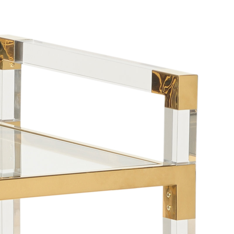 Acrylic Bar Cart, Clear/Polished Brass