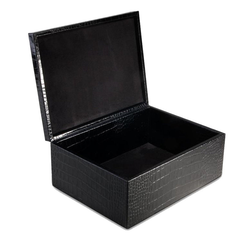 Graphic Image Large Box, Leather,, Black