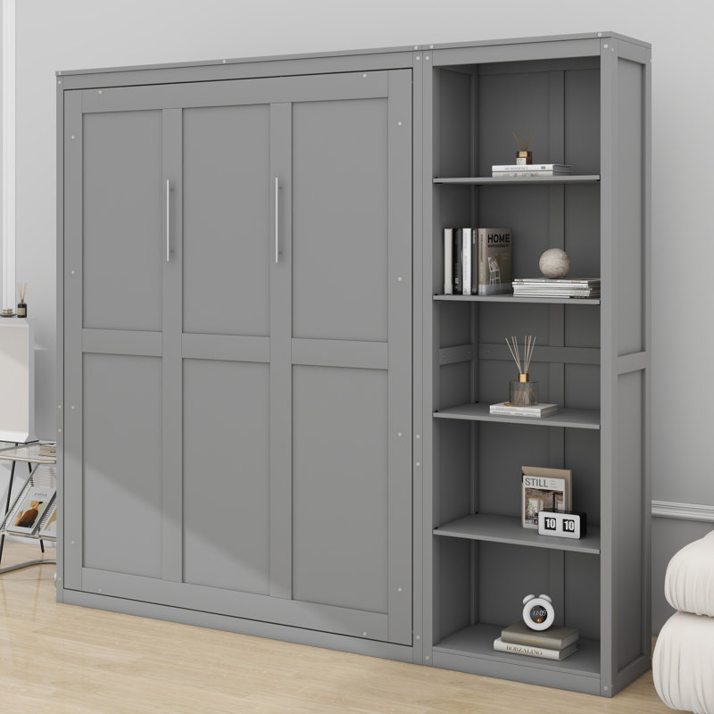 Lit escamotable avec tablettes Murphy, Gris