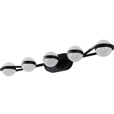 Meuble-lavabo noir pour salle de bain - Correcteur décoratif à 5 ampoules à DEL en verre givré pour éclairage de miroir et économie d'énergie