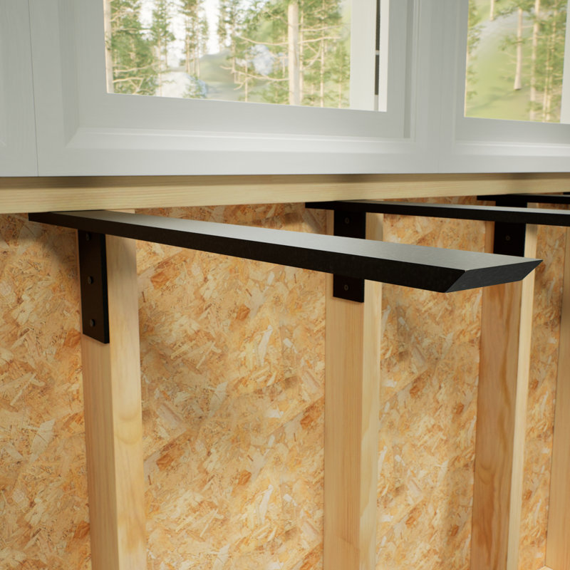 14-Inch Black Steel Right-Angle Countertop Support Bracket
