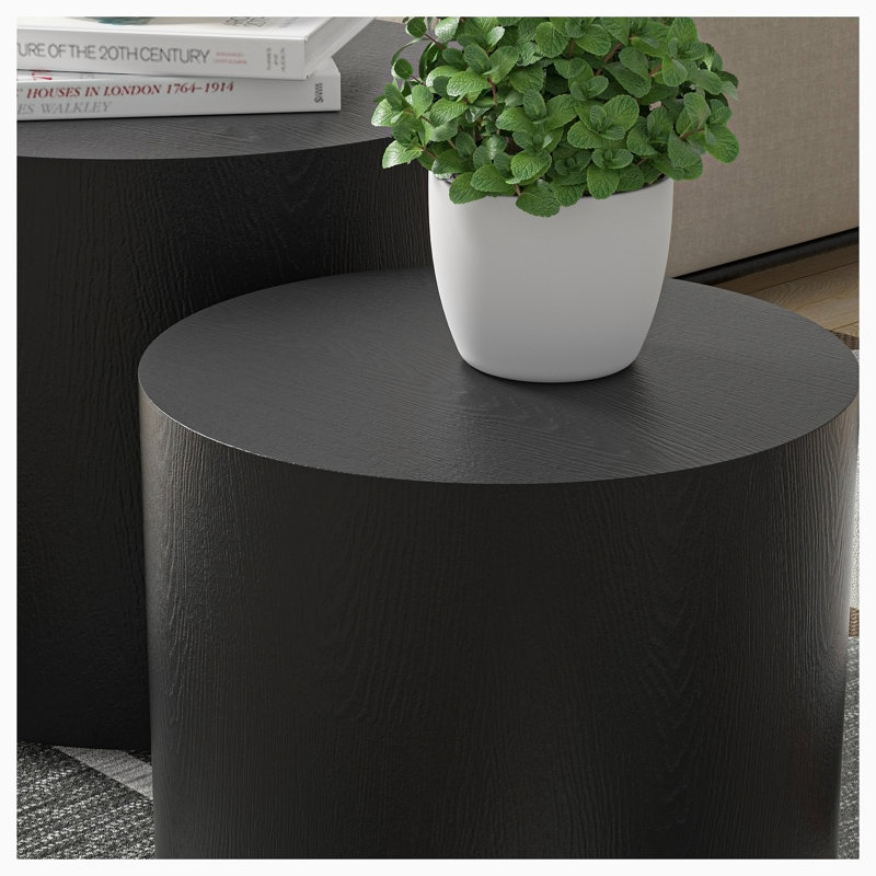 Ensemble de tables de bout Block, Noir, H 15 po x l 18,89 po x P 18,89 po