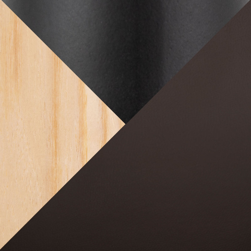 Tabouret de bar réglable avec pivot, Noir, Siège brun / cadre naturel, 3