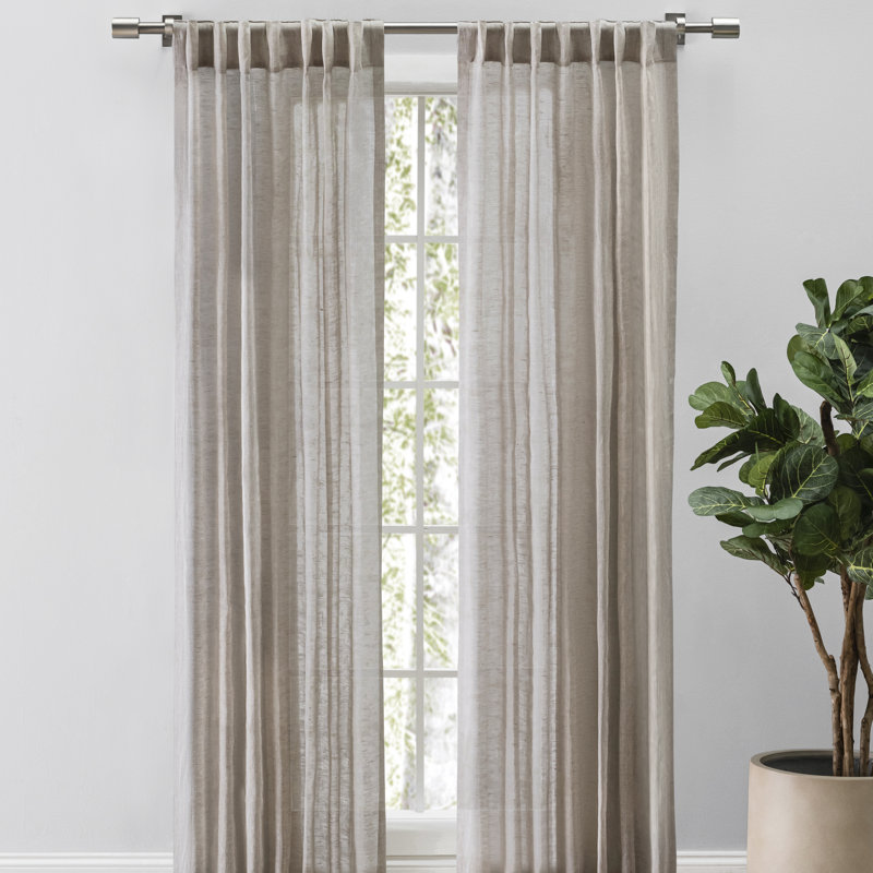 Cordovano Premium Pure 100% Linen Sheer Rod Pocket w/ Backtab Single Curtain Panel, Oatmeal, 48" W x 120" L