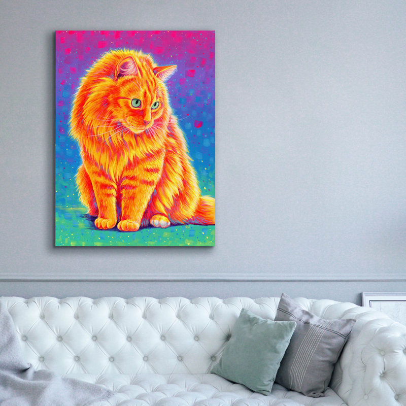 Art mural sur toile Epic Graffiti «Longhaired Orange Tabby Cat» par Rebecca Wang, 40 po x 54 po