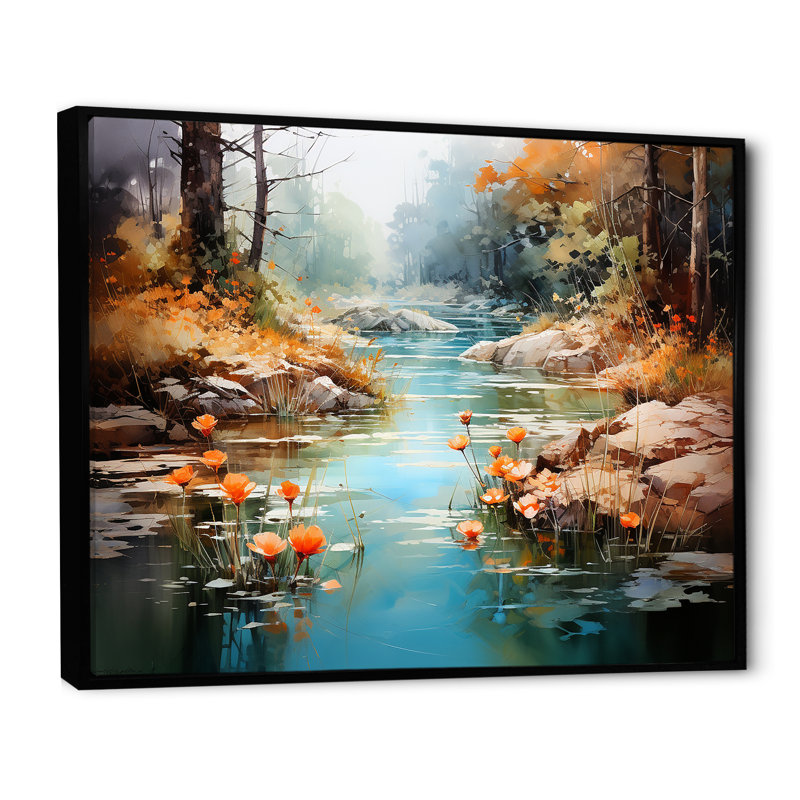 «Tranquil Lakes Rivers Urban Symphony IV», reproduction sur toile, Cadre flottant noir, H 30 po x l 40 po x P 1,5 po