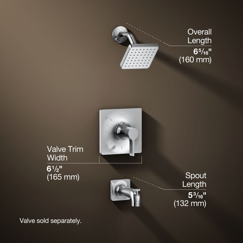 Venza Rite-Temp 1.75 GPM Bath And Shower Faucet Trim Set, Polished Chrome