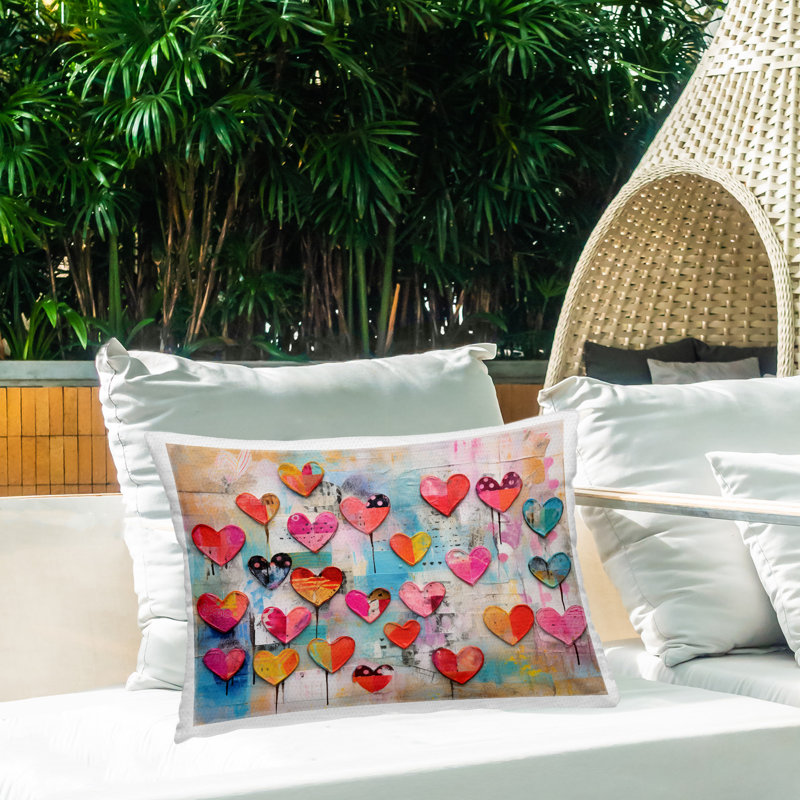 Coussin décoratif pour l'extérieur Playful Urban Hearts