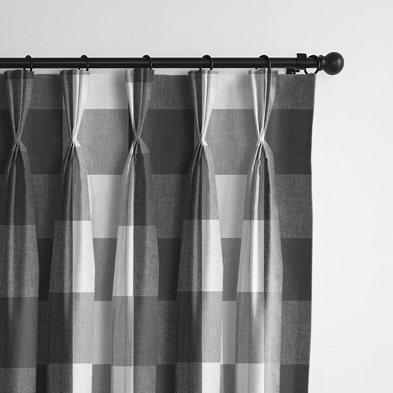 Walker Buffalo Pinch Pleat Drapery Panel Room Darkening Curtain Pair (Set of 2), Iron, 40" W x 84" L