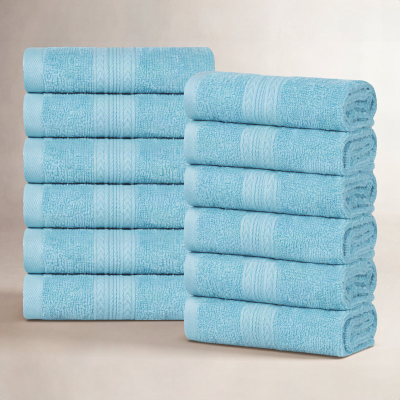450 GSM Simba Eco-Friendly Sustainable Solid Cotton Face Towel / Washcloth Set, Turquoise