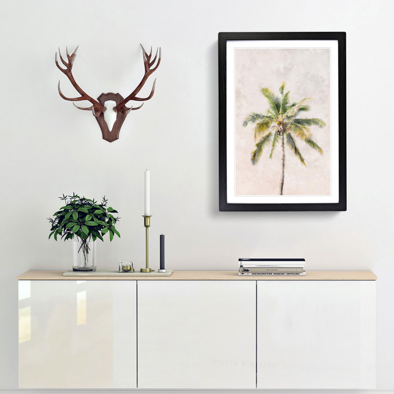 Cuban Palm Tree - Picture Frame Painting Print, 45cm H x 33cm W x 2cm D, Black Framed