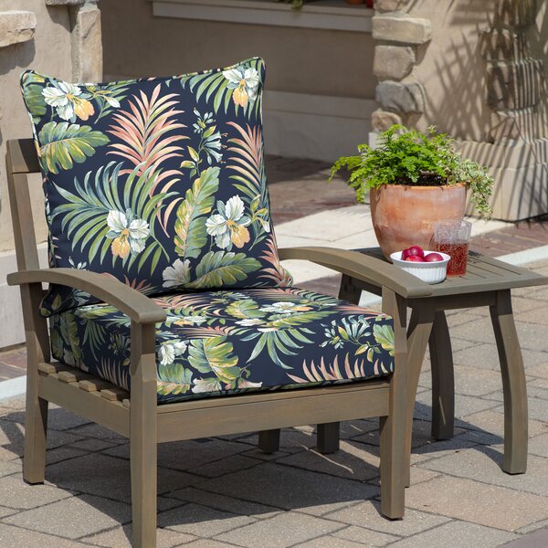  Arden Selections Outdoor Deep Seat Cushion Set, Water  Repellant, Fade Resistant, Deep Seat Bottom and Back Cushion for Chair,  Sofa, and Couch, 24 x 24, Simone Black Tropical : Patio