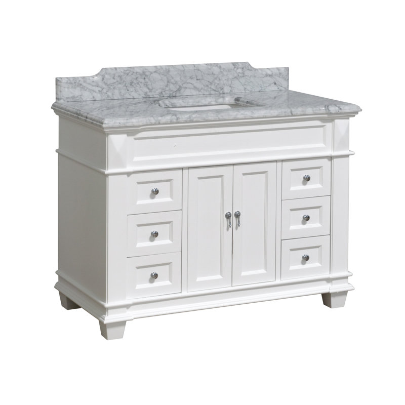 Ensemble de meuble-lavabo simple 48 po Ensa, Marbre de Carrare, Blanc