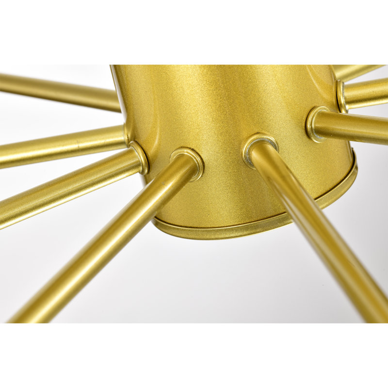 Pimlin 10-Light Baton Style Semi-Flush Mount Ceiling Lamp, Gold