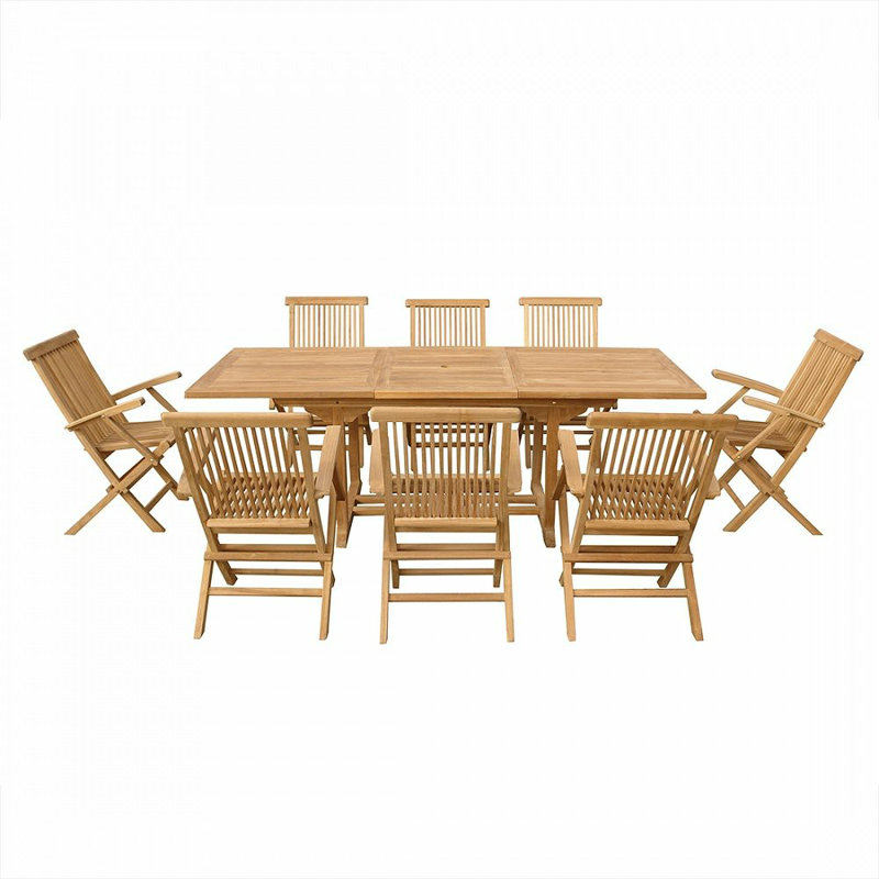 Arva 8 - Person Wood Patio Dining Set with Rectangular Table