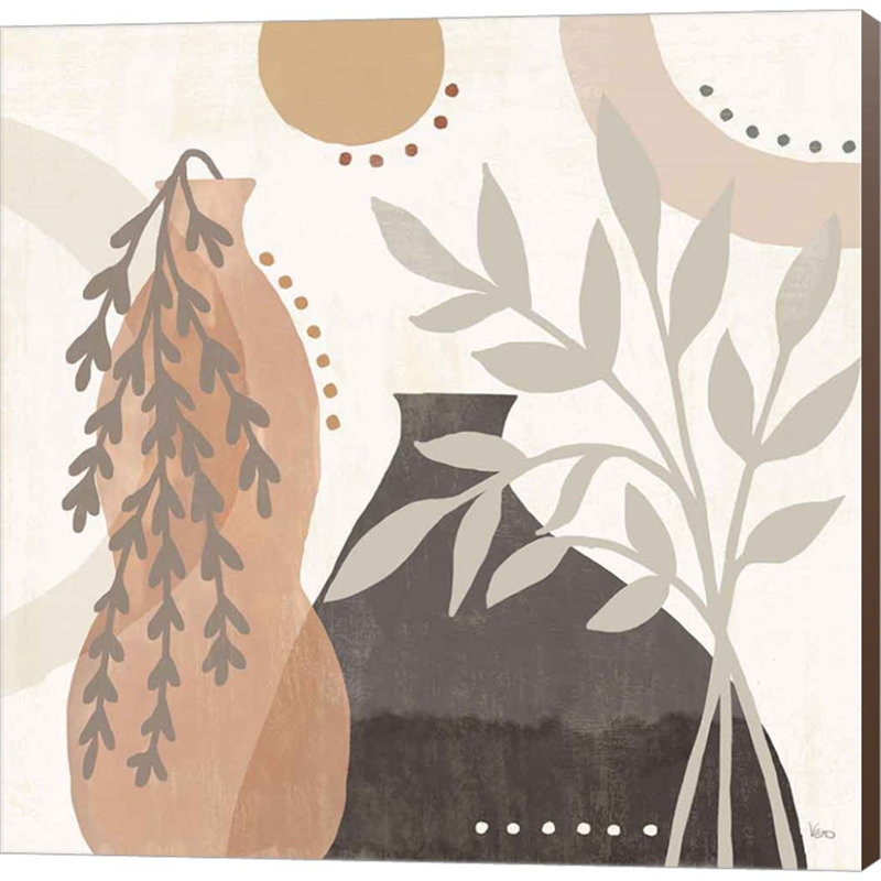 Botanical Neutral Canvas Art with Nutmeg Sides, 12 x 12
