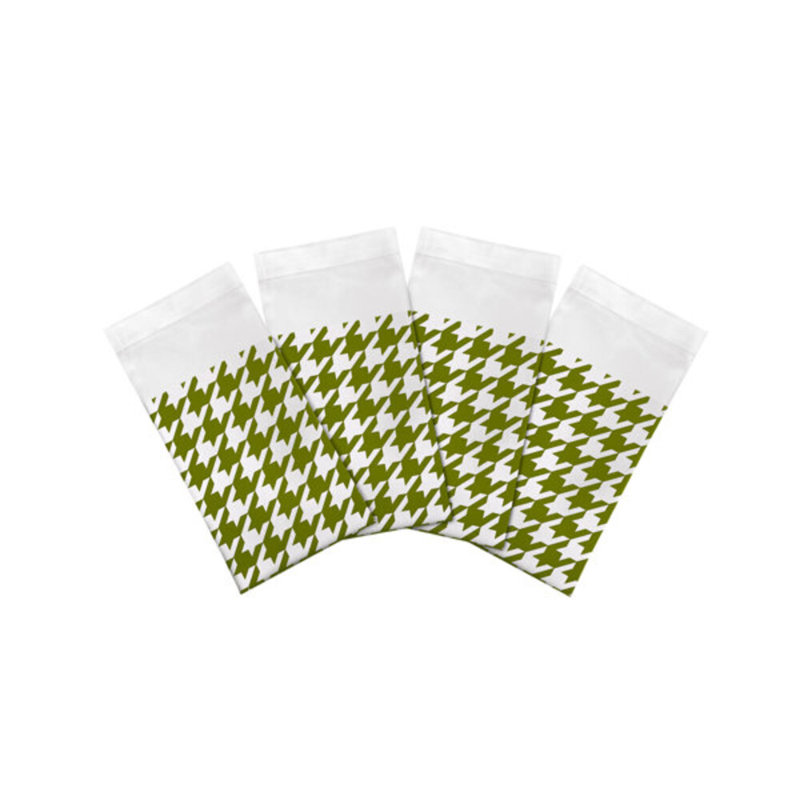 Houndstooth Cotton Blend Square Napkins, Green White