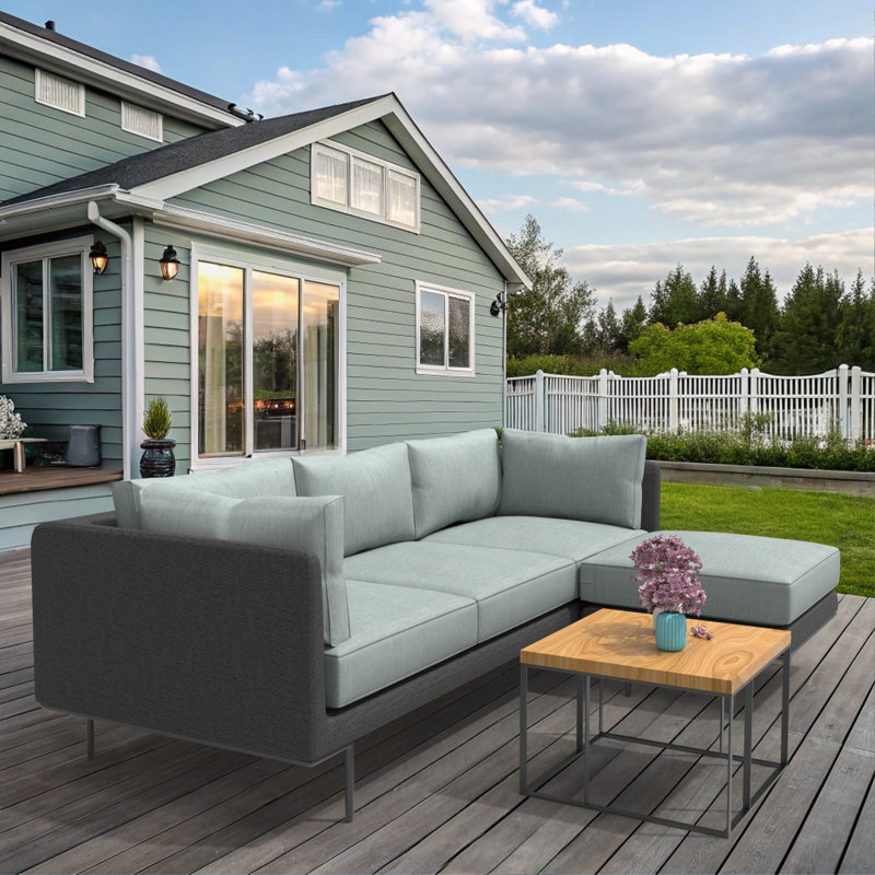 Sunbrella Outdoor Sectional Sofa Replacement Cushions Set, 5 Inch, Cast Mist