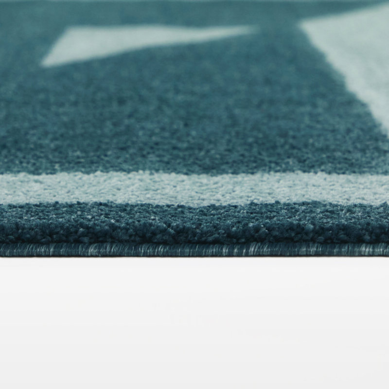 Tapis bleu sarcelle / bleu clair Hagberg, Rectangle 5 pi 3 po x 7 pi