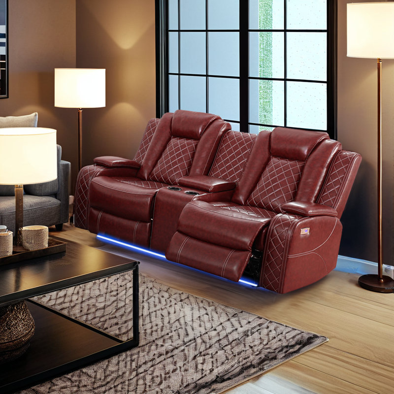 Causeuse de salon inclinable Reinolf, Similicuir brun