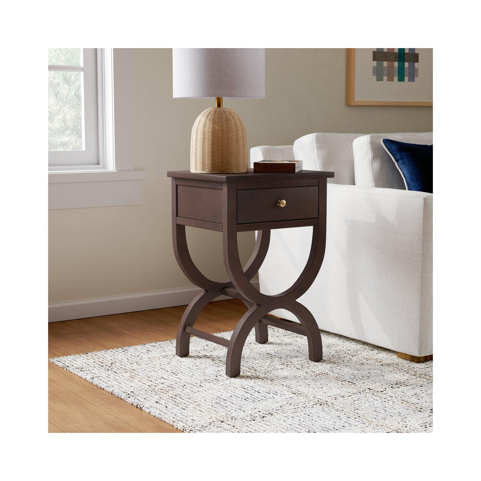 Floris End Table With Storage, Walnut