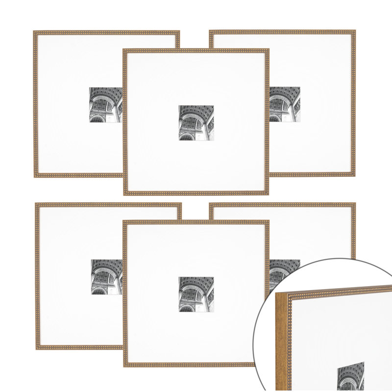 Cadre photo en bois - ensemble de 6, Doré, 5 po x 5 po