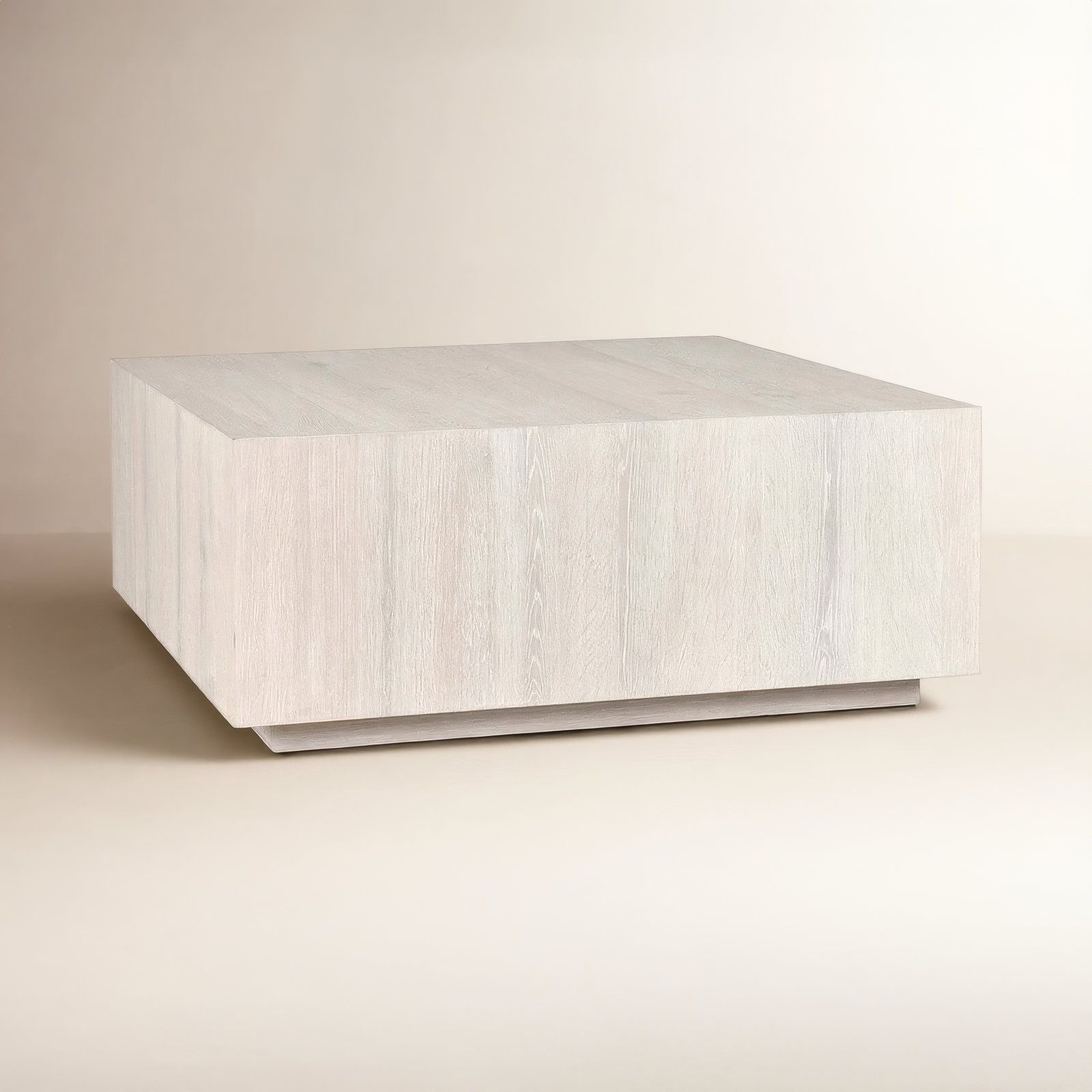 Taryn 42" Block Coffee Table, White Wash