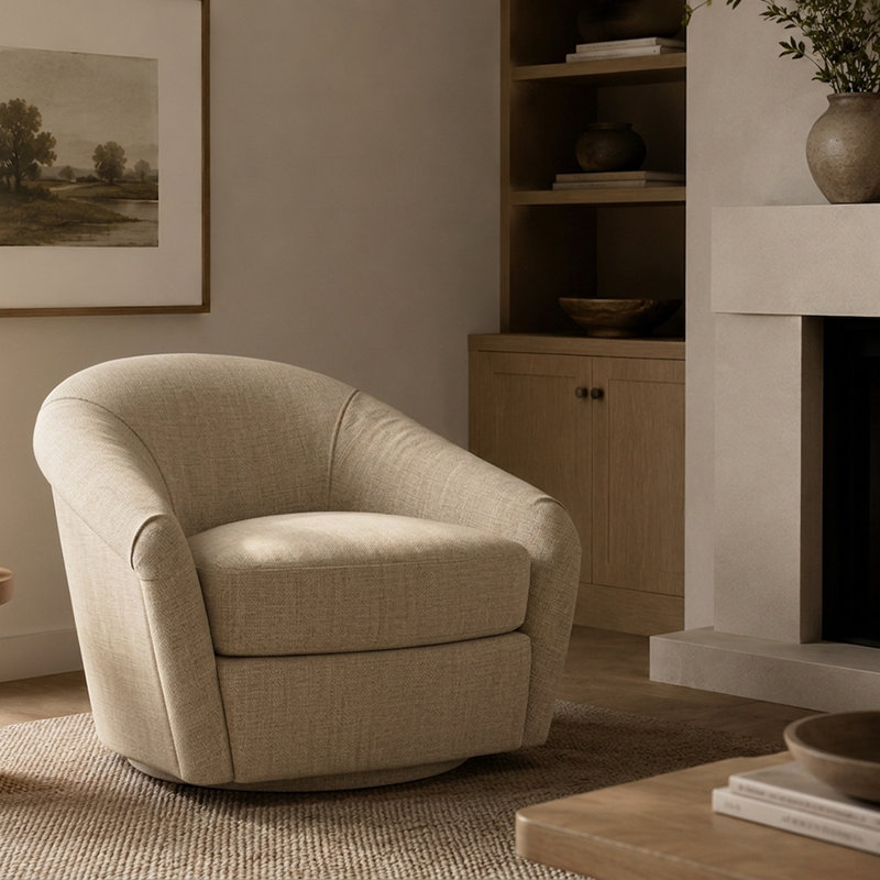 Carley Summers X River & Bord: The Betty Swivel Chair, Jordan Khaki Fabric