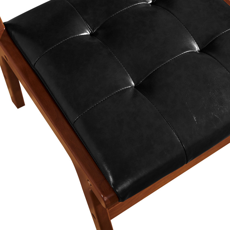 Chaise rembourrée capitonnée en similicuir, Noir, noir, noir, noir