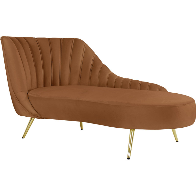 Chaise longue en velours Margo, Velours selle