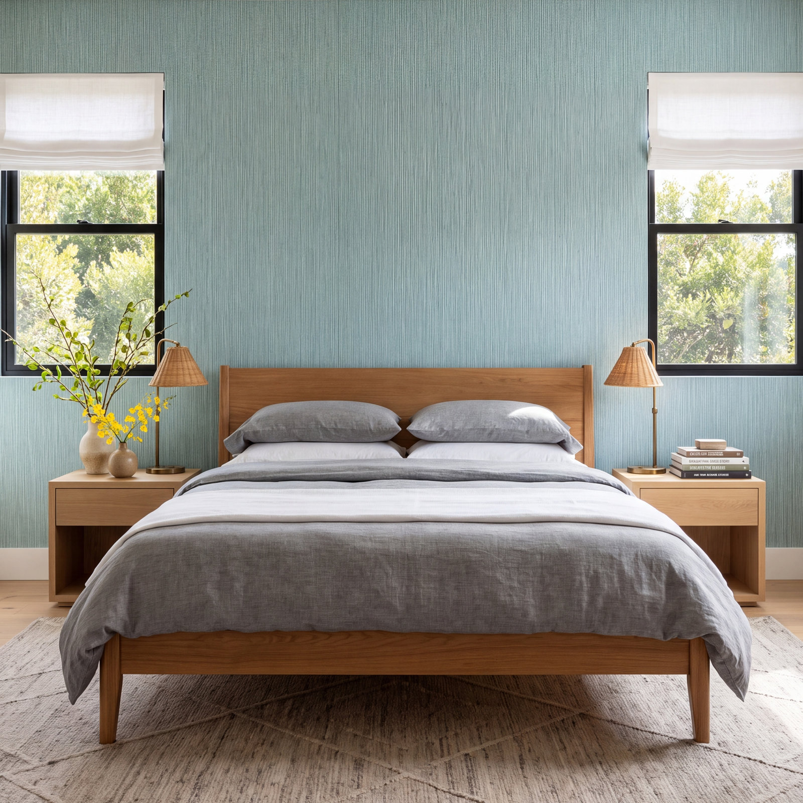 Mid Century Modern Wallpaper, Blue/Green