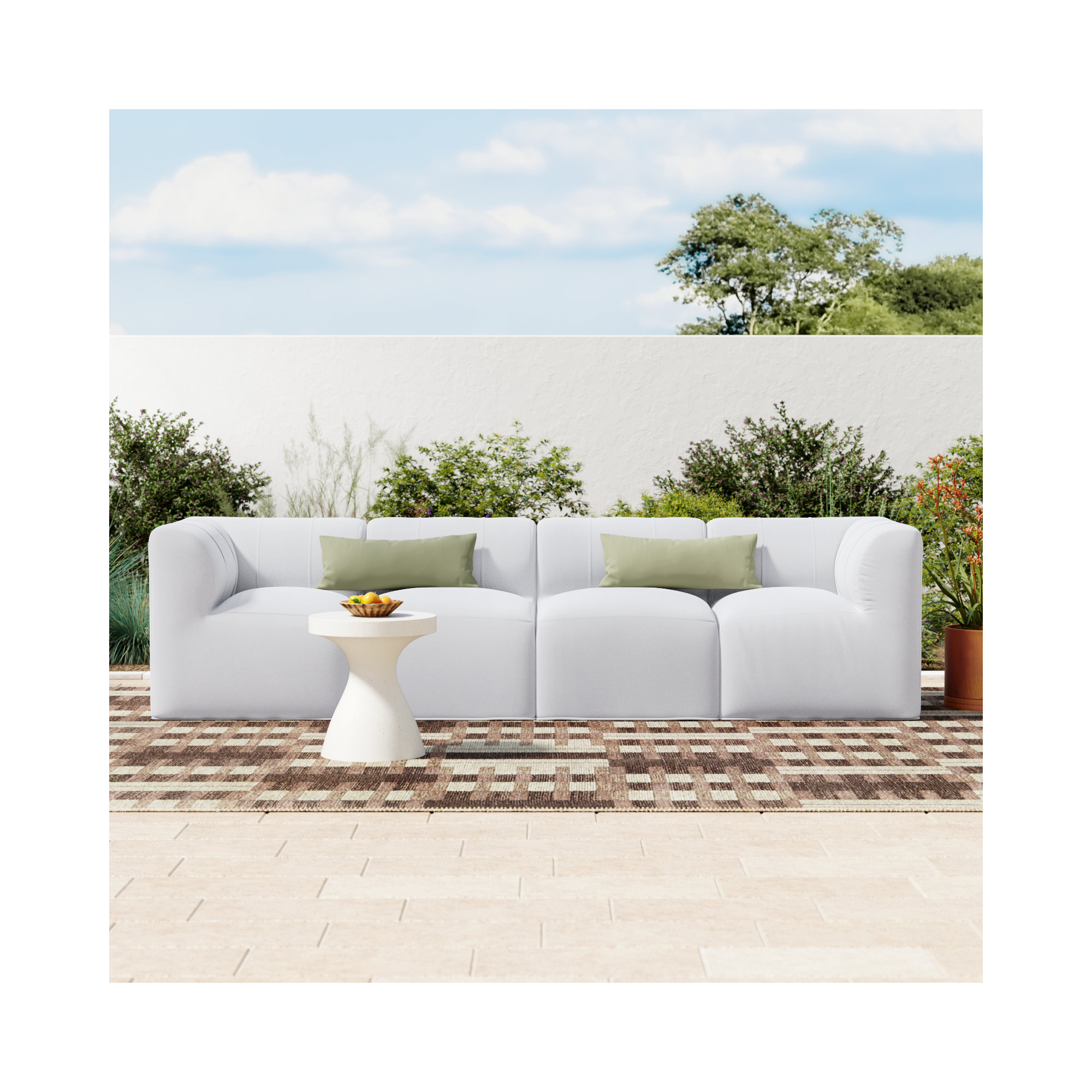 Praia 124" Sunbrella Outdoor Sofa, Canvas White Sunbrella® Canvas